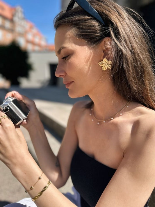 Zazie dobbelt slangearmbånd – Guld - Chant du Matin