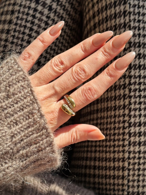 Claire chunky ring med zirkoner – Guld