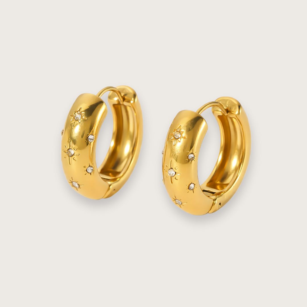 Jenna hoops med zirkoner - Guldbelagte