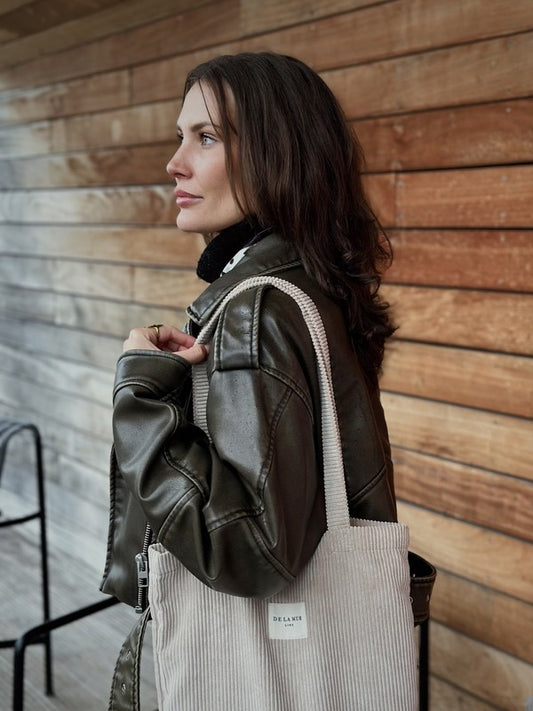 Calais – Lille tote bag i beige fløjl