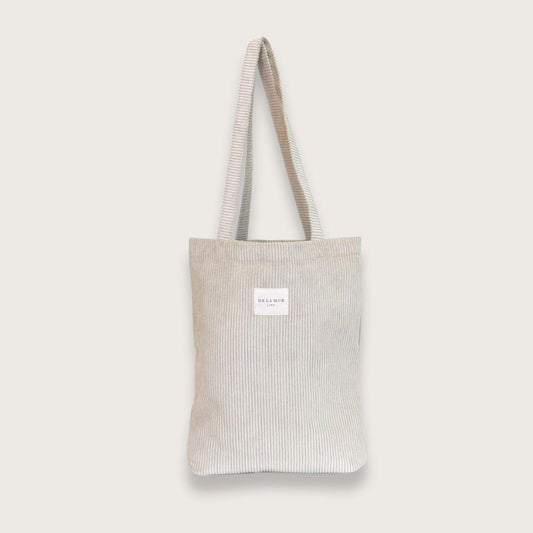 Lille tote bag i beige fløjl fra spanske de la mur - studietaske til piger - tote bags og muleposer i klassisk design - chant du matin