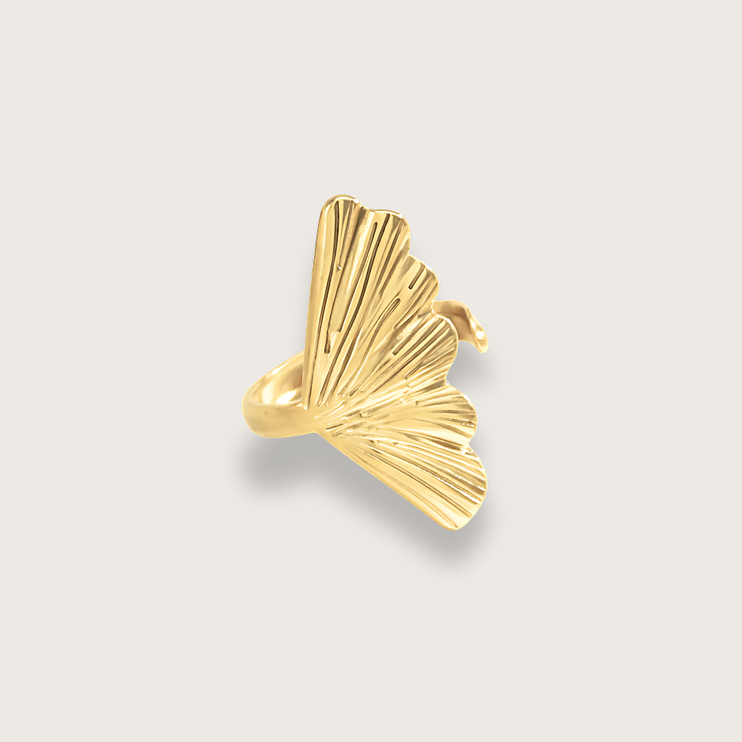 Choupie ring med gingkoblad – Guld