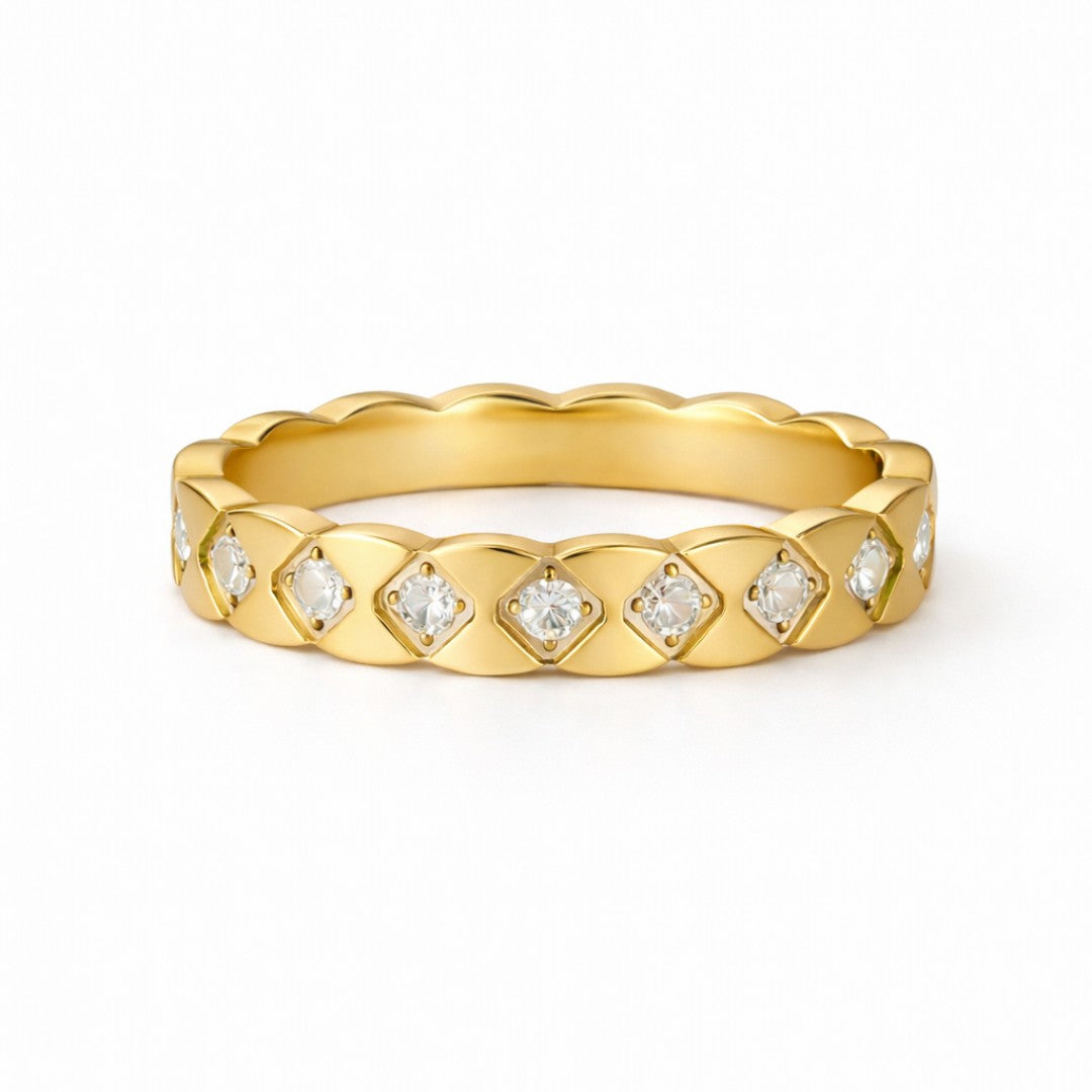 Bonnie ring med zirkoner - Guldbelagt