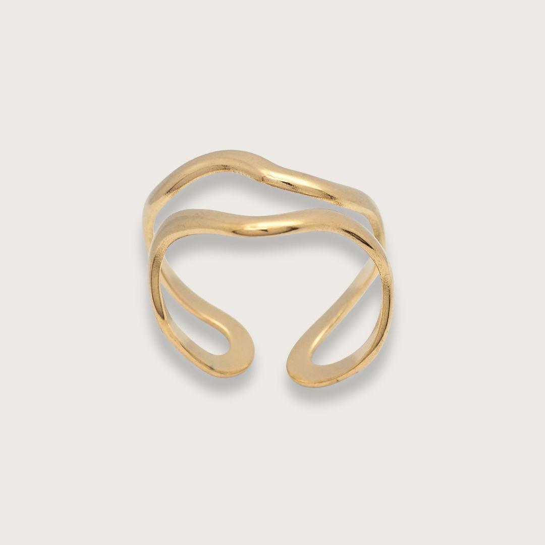 geometrisk ring med to bånd - ringe til kvinder - vandfaste smykker - chant du matin