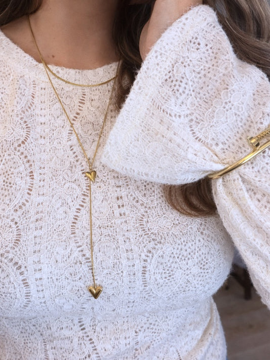Inès Slider Chain Hjertehalskæde – Guldbelagt