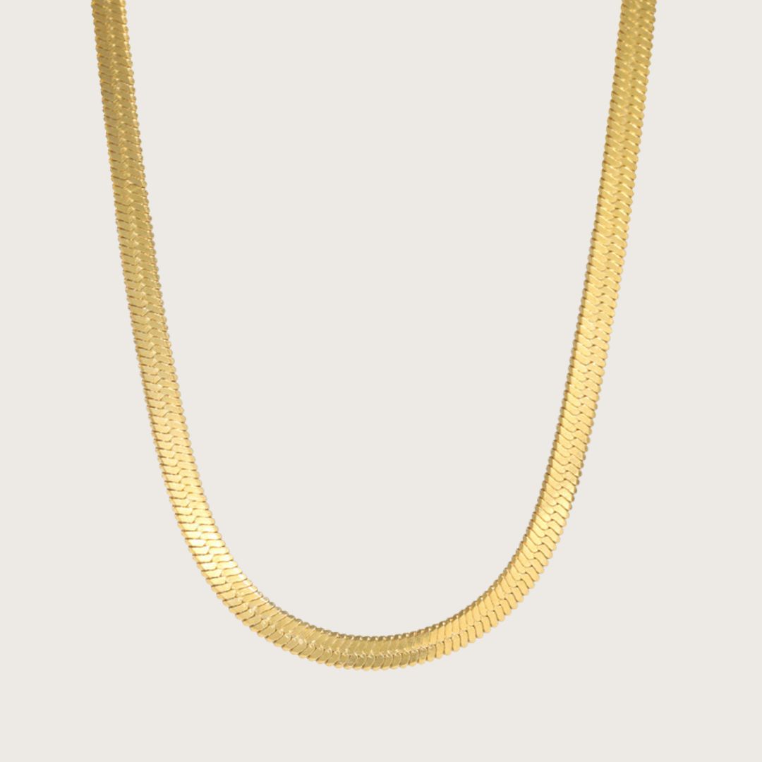 Zoé flat snake chain halskæde 4mm – Guldbelagt