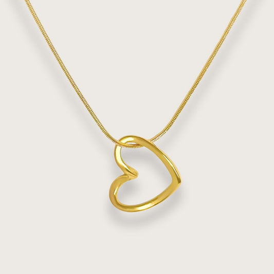 hjertehalskæde - guldbelagt hjertehalskæde med geometrisk åbent hjerte - halskæde med hjertevedhæng - valentinesgaver julegave til hende konfirmationsgave til pige Lucy PVD-belagt vandfast smykke til kvinder 2