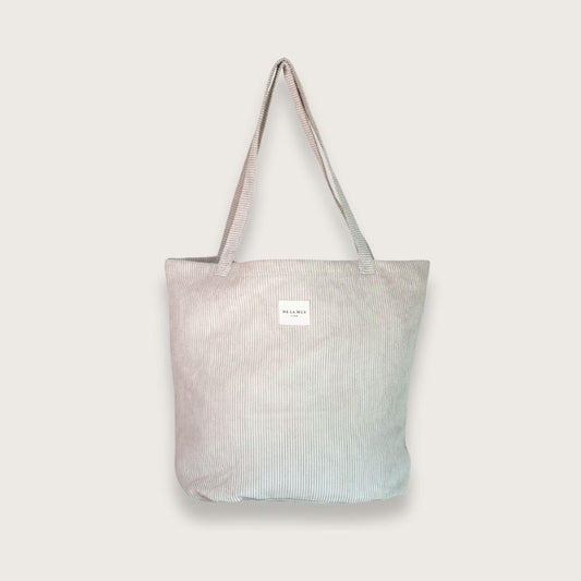 Stor tote bag til kvinder fra De la Mur - totebag i beige fløjl - mulepose - håndlavet i spanien af De la Mur - chant du matin