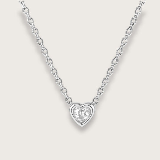 Isolde halskæde med hjertevedhæng og zirkon - Sølv