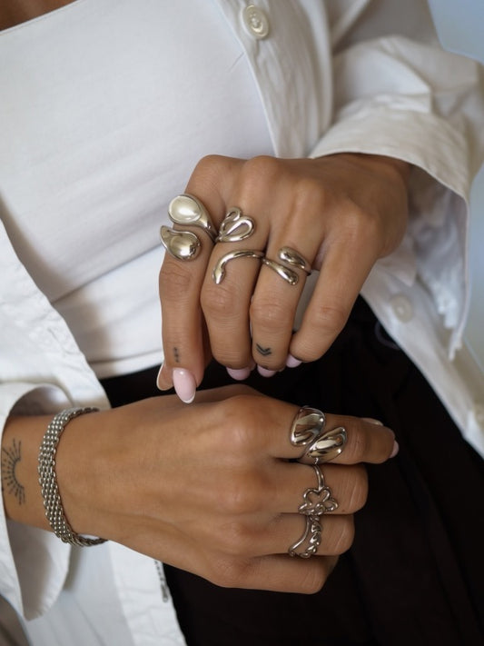 Giverny chunky ring med perle