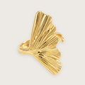 Choupie ring med gingkoblad – Guldbelagt