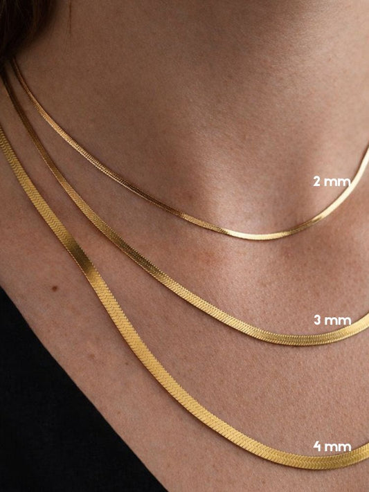Zoé flat snake chain halskæde 3 mm – Guldbelagt