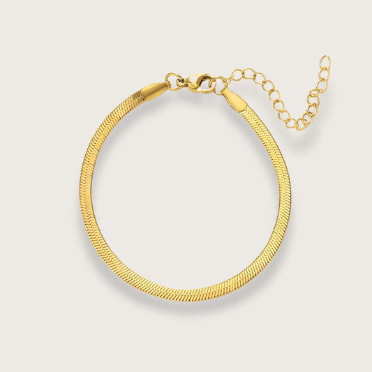 Zoé flat snake chain armbånd 3mm – Guld