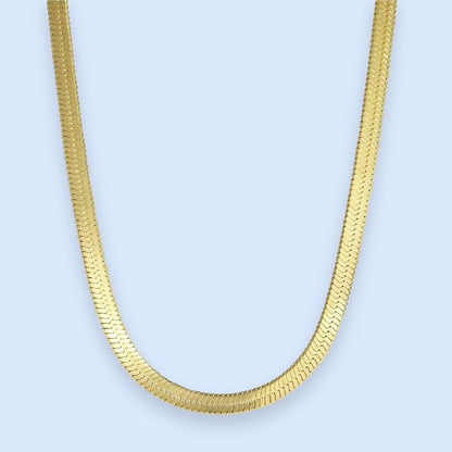 Zoé flat snake chain halskæde 4mm – Guldbelagt