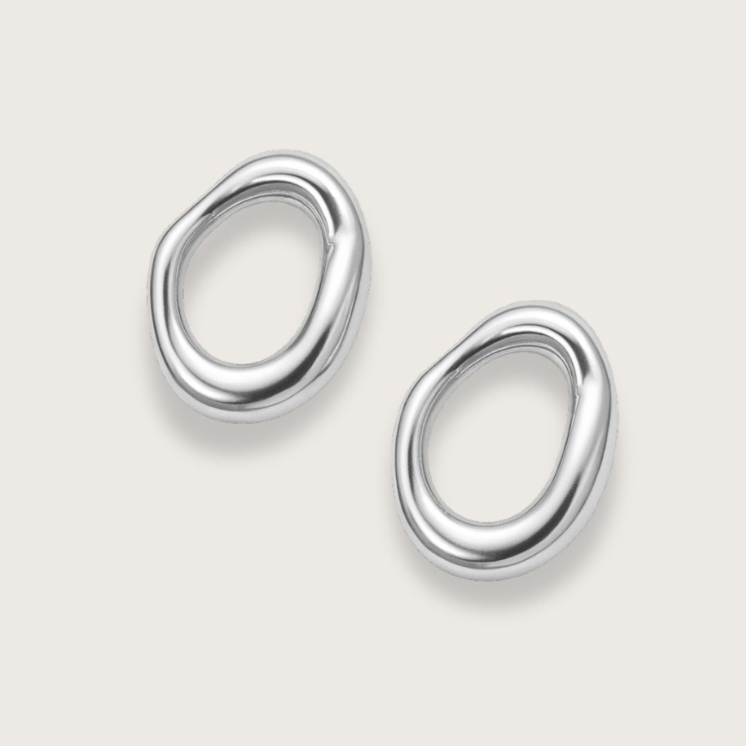 Aude små ovale ørestikkere  – Sølv