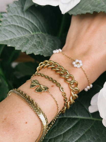 Lisette sløjfearmbånd – Guld - Chant du Matin