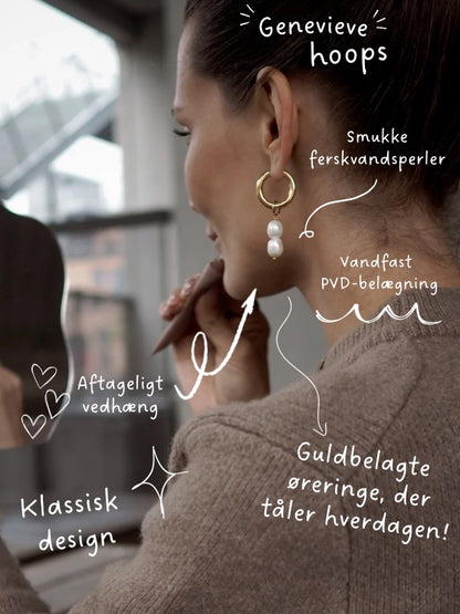 Genevieve hoops med ferskvandsperler – Guldbelagt