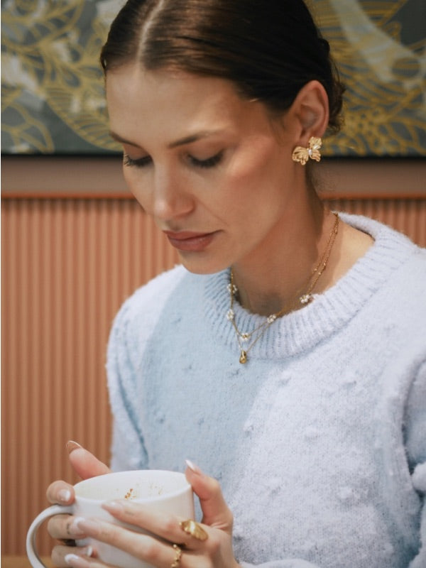 Gaia guldbelagt smykkesæt – Halskæde og øreringe