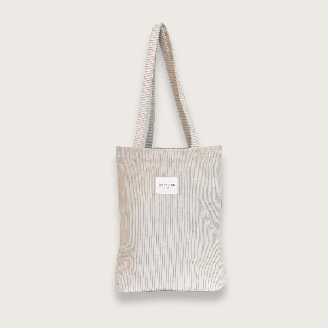 Lille tote bag i beige fløjl fra spanske de la mur - studietaske til piger - tote bags og muleposer i klassisk design - chant du matin