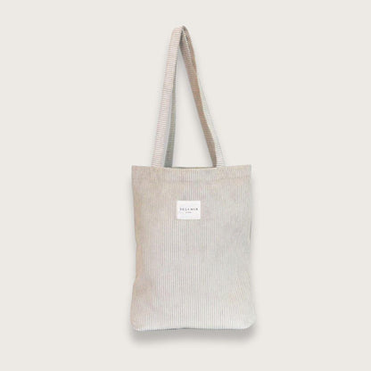 Lille tote bag i beige fløjl fra spanske de la mur - studietaske til piger - tote bags og muleposer i klassisk design - chant du matin
