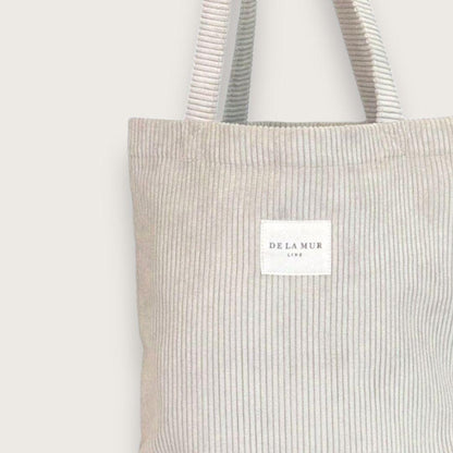 Lille tote bag i beige fløjl fra spanske de la mur - studietaske til piger - tote bags og muleposer i klassisk design - chant du matin