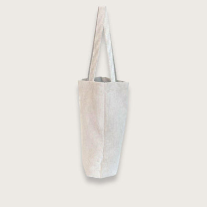 Lille tote bag i beige fløjl fra spanske de la mur - studietaske til piger - tote bags og muleposer i klassisk design - chant du matin