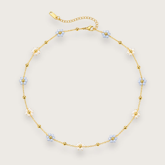Daisy Bleu blomsterhalskæde – Guldbelagt