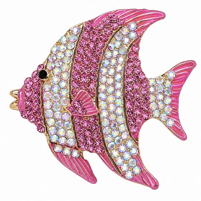 Fina fiske-broche med pink rhinsten
