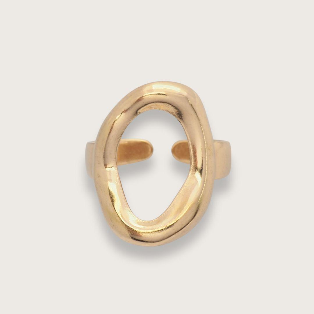 oval ring guld - guldbelagt oval ring til kvinder - vandfaste smykker til kvinder - chant du matin