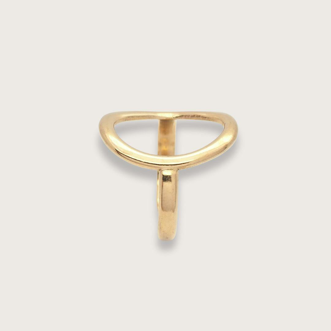 Oval guldring til kvinder - vandfast guldbelagt oval ring i rustfrit stål - chant du matin