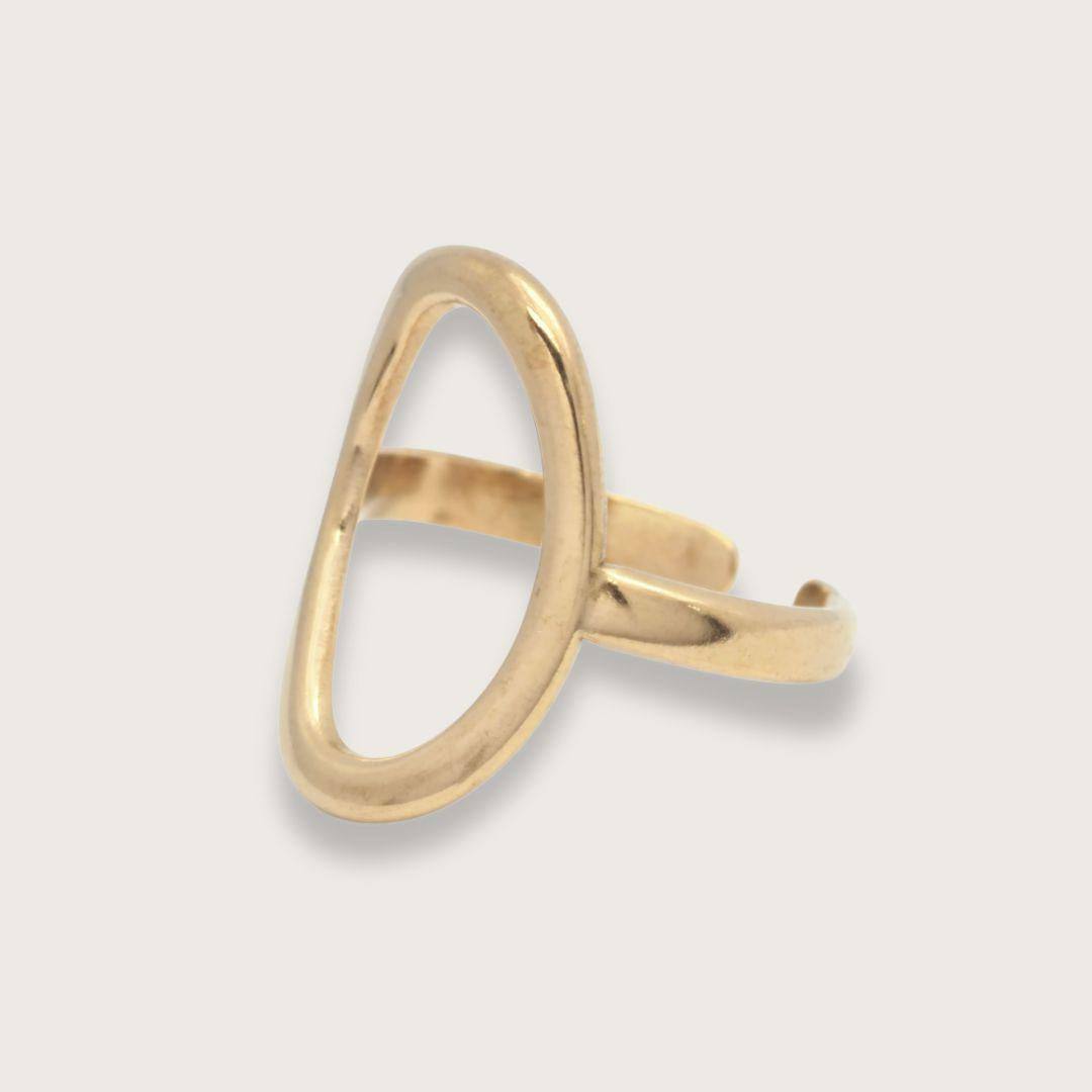 Oval guldring til kvinder - vandfast guldbelagt oval ring i rustfrit stål - chant du matin