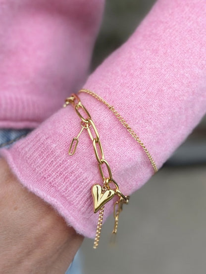 Chloé dobbelt armbånd med hjertevedhæng – Guldbelagt