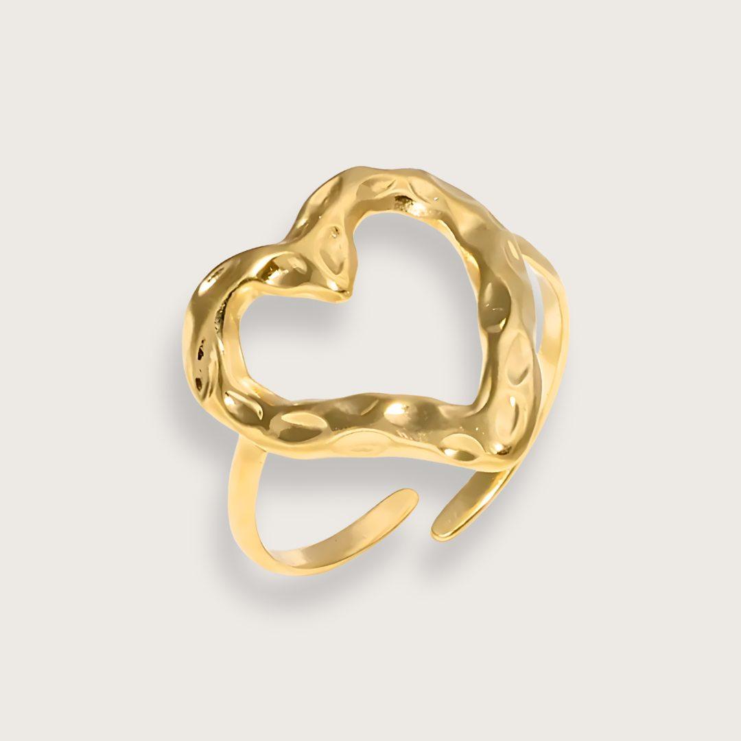 Guldbelagt hjertering til kvinder gave til hende åben hjertering perfekt julegave valentines kaerestegave - smuk hjertering i guldbelagt rustfrit staal_med_vandfast_belaegning_eve