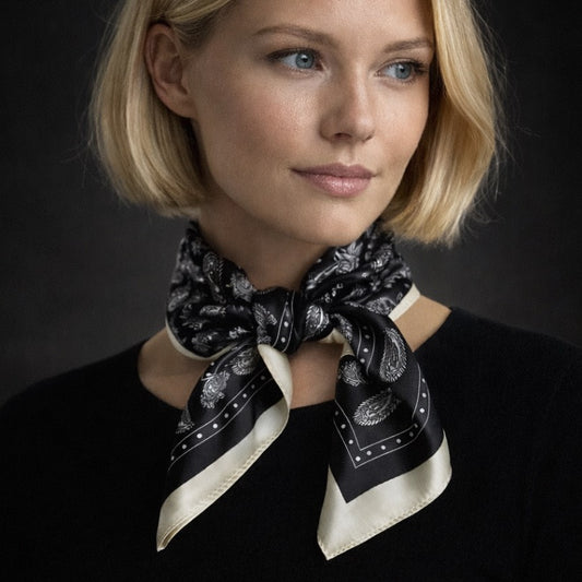 Anna satintørklæde - Sort