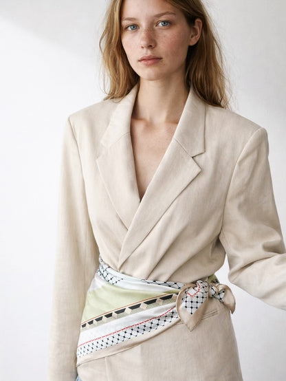 Rhiannon satintørklæde - Beige kant