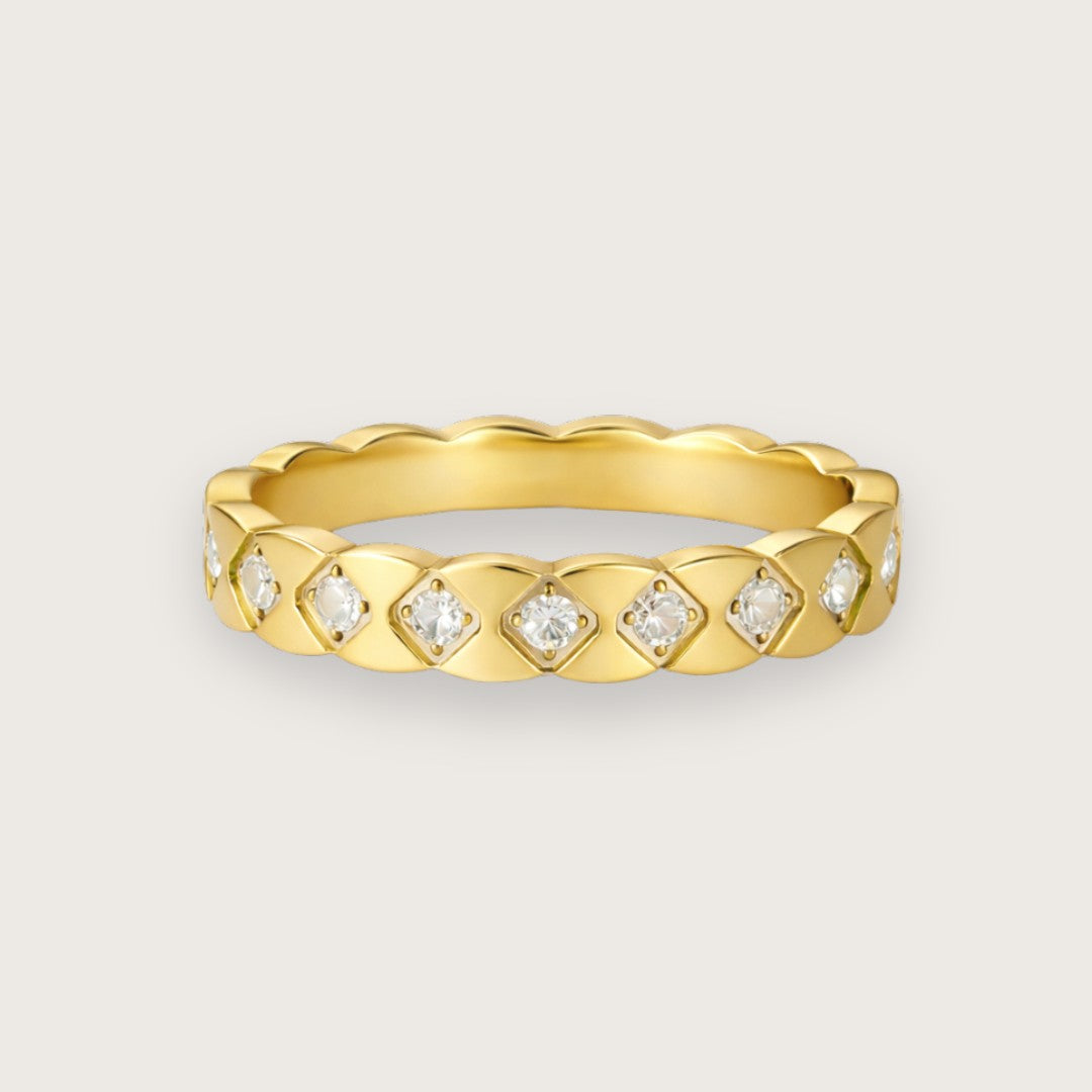 Bonnie ring med zirkoner - Guldbelagt