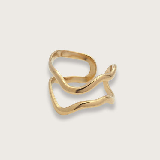geometrisk ring med to bånd - ringe til kvinder - vandfaste smykker - chant du matin