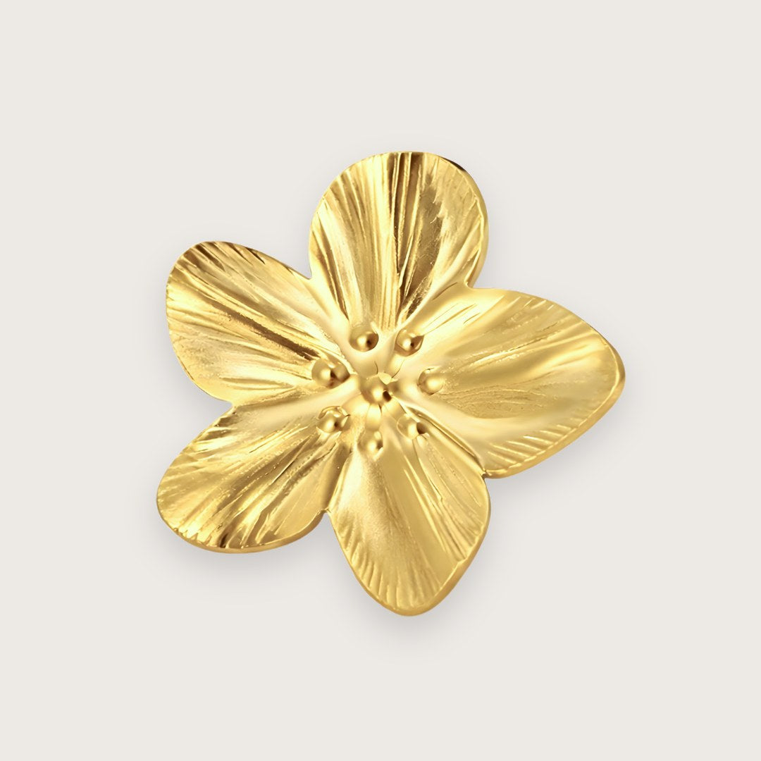 Nell blomsterbroche guldfarvet rustfrit staal guldbroche kvinder trend