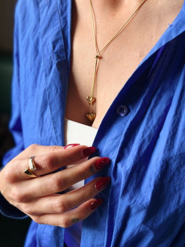 Inès Slider Chain Hjertehalskæde – Guldbelagt