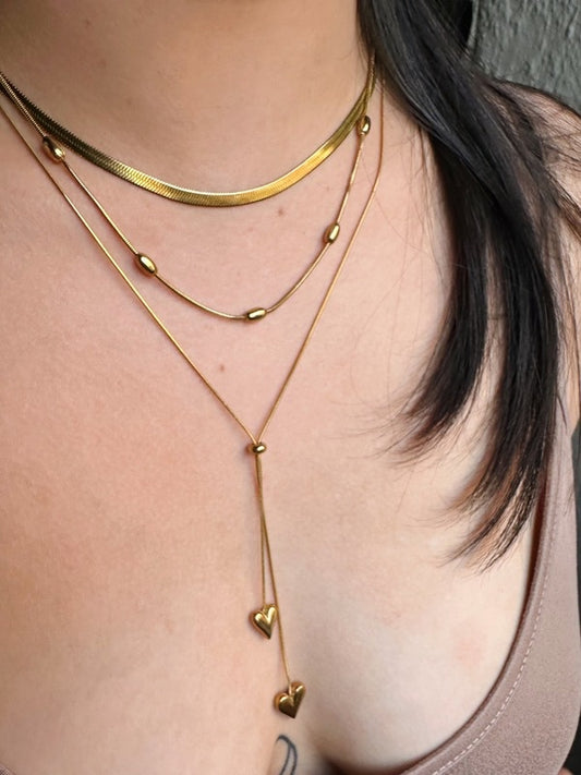 Inès Slider Chain Hjertehalskæde – Guldbelagt