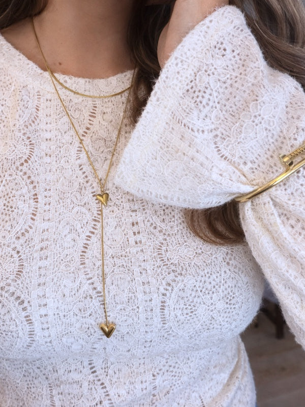 Inès Slider Chain Hjertehalskæde – Guldbelagt