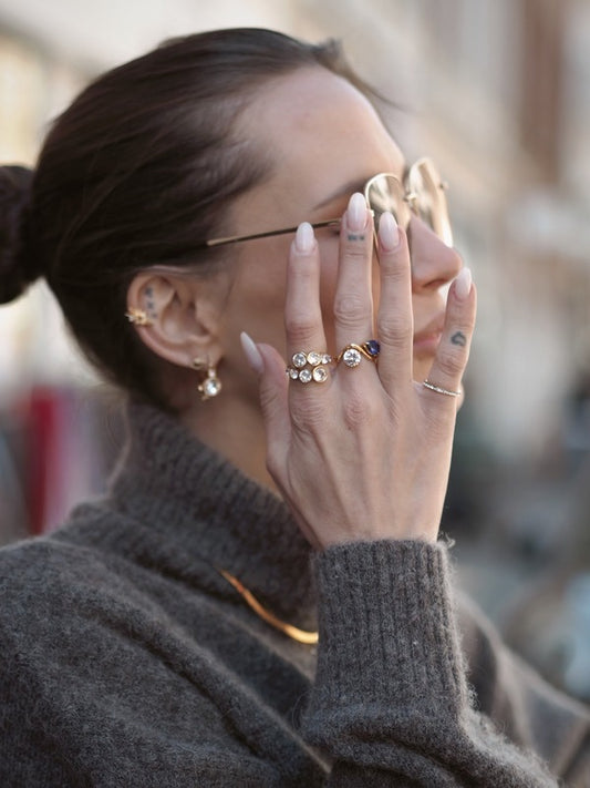 Irina cocktailring med zirkoner - Guldbelagt