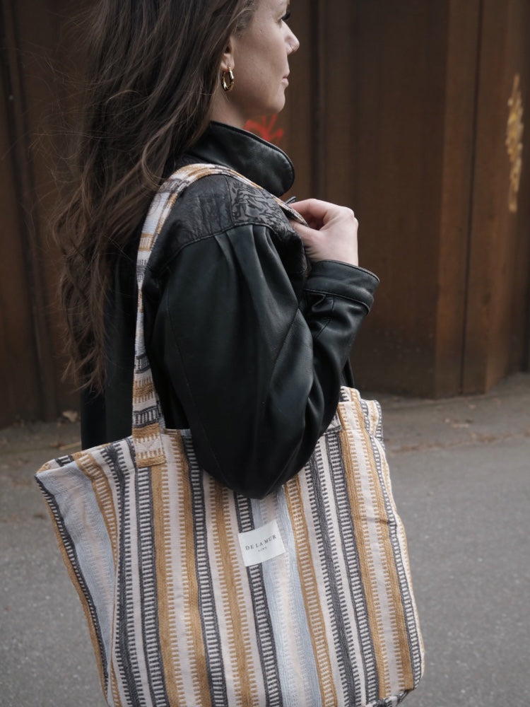 Lavigny - Stor tote bag med stribet mønster