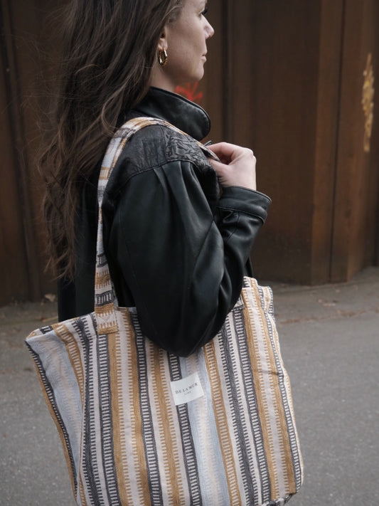 Lavigny - Stor tote bag med stribet mønster