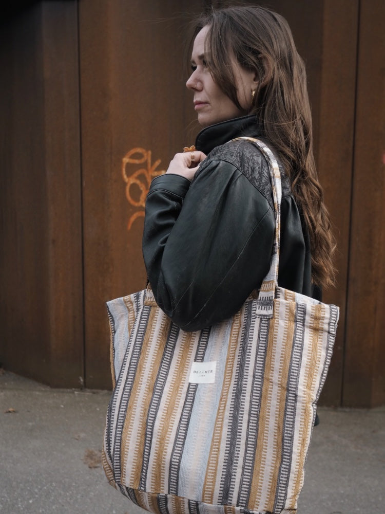 Lavigny - Stor tote bag med stribet mønster