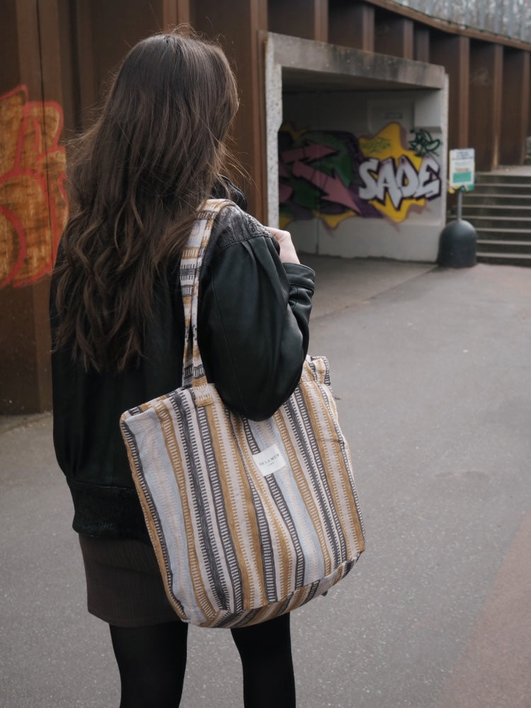Lavigny - Stor tote bag med stribet mønster