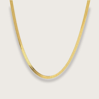 Zoé flat snake chain halskæde 3mm – Guldbelagt