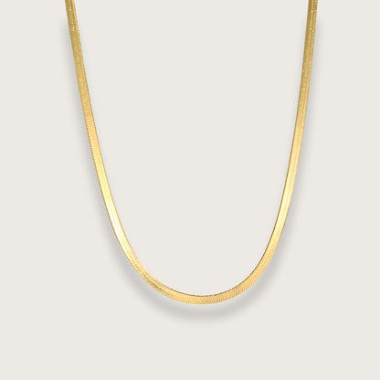 Zoé flat snake chain halskæde 3mm – Guldbelagt