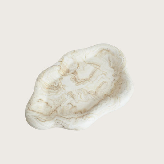 Argile dekorationsbakke - Hvid og blå marmor