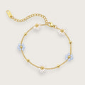 Daisy Bleu blomsterarmbånd – Guldbelagt